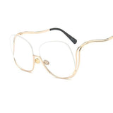 Semi Rimless Oversized Round Sunglasses