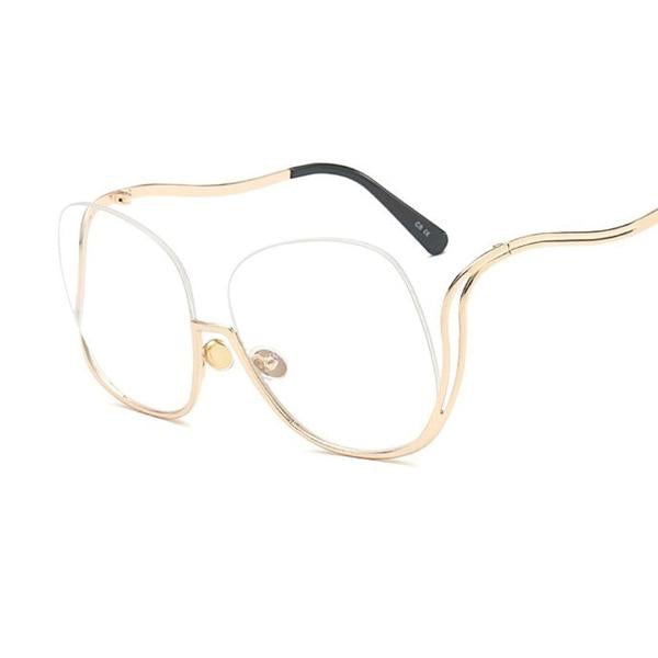 Semi Rimless Oversized Round Sunglasses