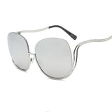 Semi Rimless Oversized Round Sunglasses