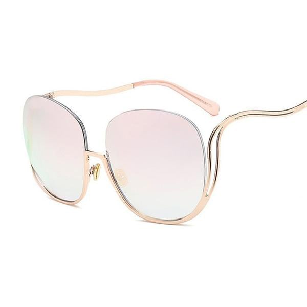 Semi Rimless Oversized Round Sunglasses