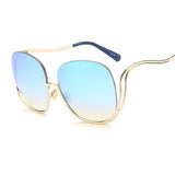 Semi Rimless Oversized Round Sunglasses