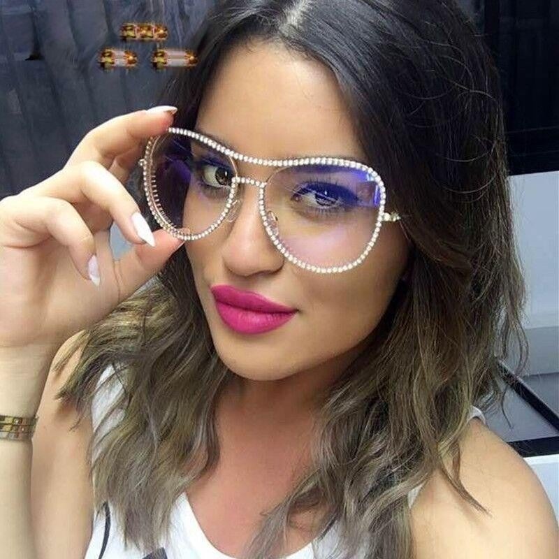 Decorative Rhinestone Double Bridge Cay Eye Sunglasses