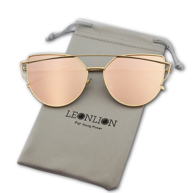 Reflective Metal Cat Eye Sunglasses