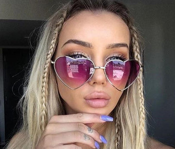 Rimless Metal Heart Shaped Round Sunglass
