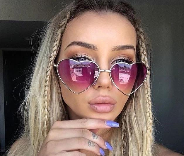 Rimless Metal Heart Shaped Round Sunglass