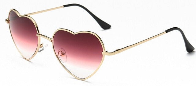 Rimless Metal Heart Shaped Round Sunglass