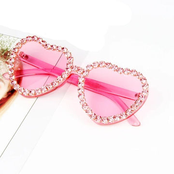 Heart Shape Rhinestone Resin Retro Sunglasses