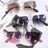 Rimless Fashion Square Sunglasses