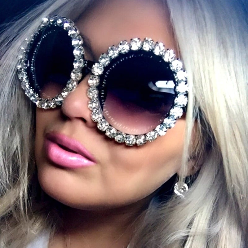 Rhinestones Round Sunglasses