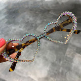 Heart Shape Rhinestone Clear Luxury Cat Eye Sunglasses
