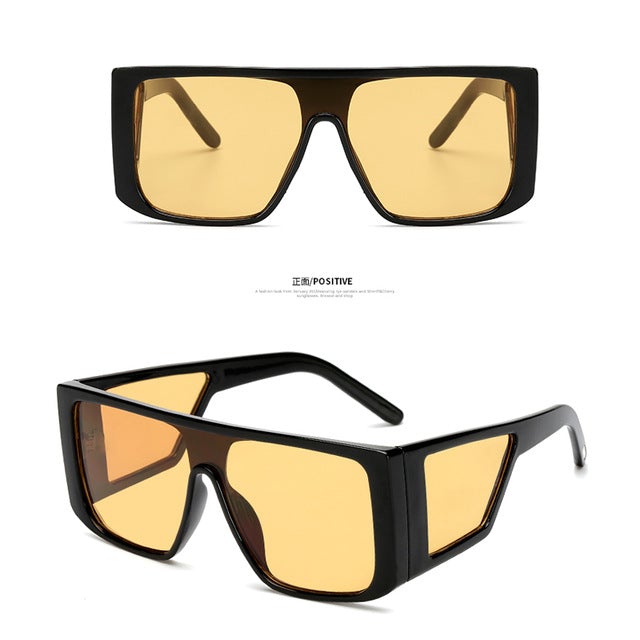 Oversized Shield Anti-Reflective Frame Square Sunglasses