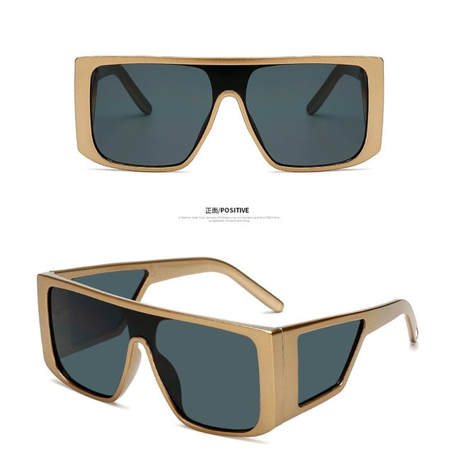 Oversized Shield Anti-Reflective Frame Square Sunglasses