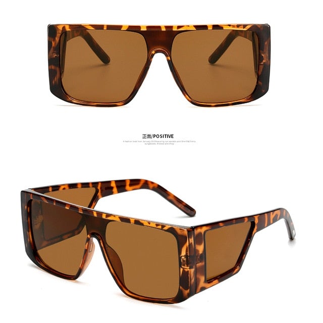 Oversized Shield Anti-Reflective Frame Square Sunglasses