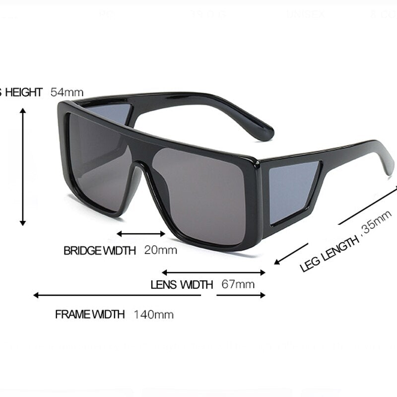 Retro One-Piece Mirror Big Frame Oversized Square Sunglasses