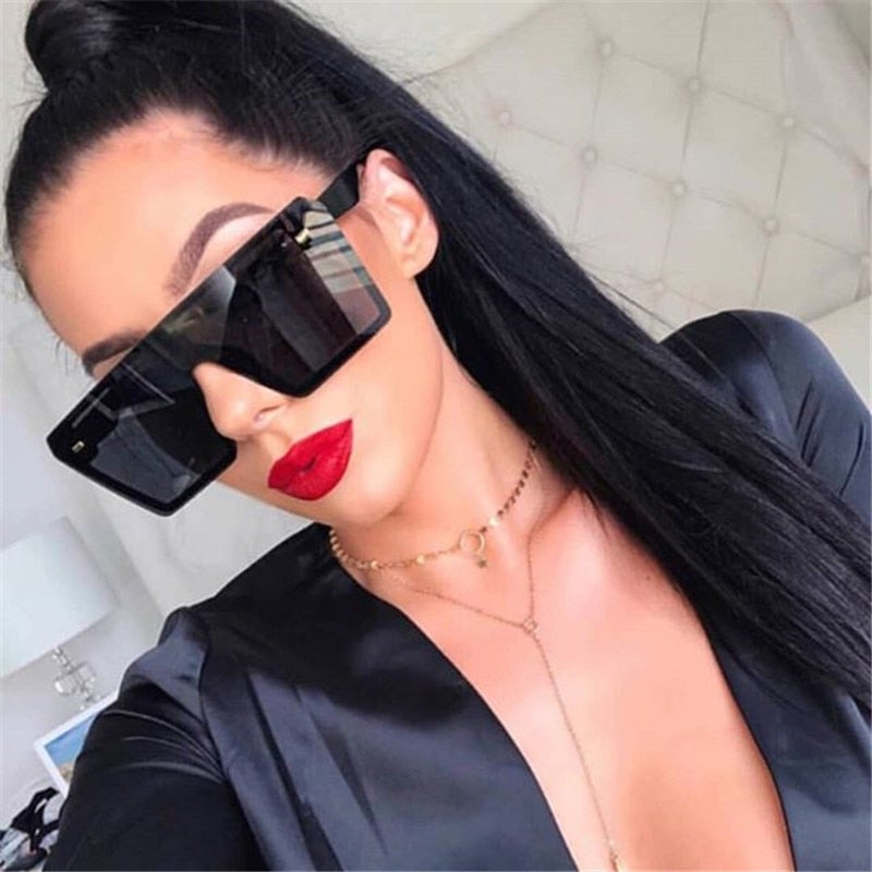 Designer Mirror UV400 Fashion Oversized Square Sunglass