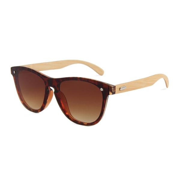 Bamboo Frame Rimless Retro Sunglasses