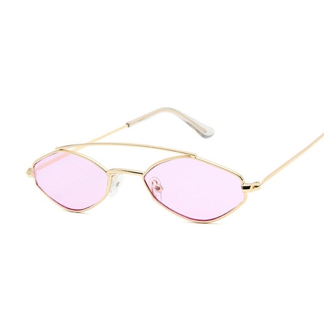 Vintage Tiny Metal Frame with Brow Bar Gradient Cat Eye Sunglasses