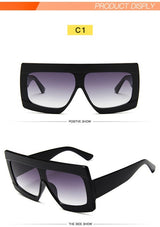 Luxury Vintage Plastic Frame Mirror Gradient Square Sunglasses