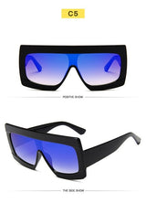 Luxury Vintage Plastic Frame Mirror Gradient Square Sunglasses