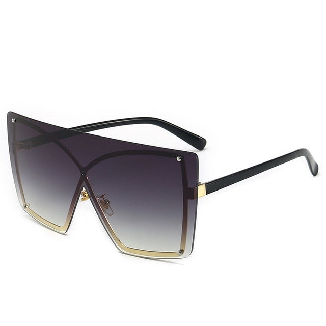 Italian Luxury Gradient Rimless Oversized Frame Square Sunglasses